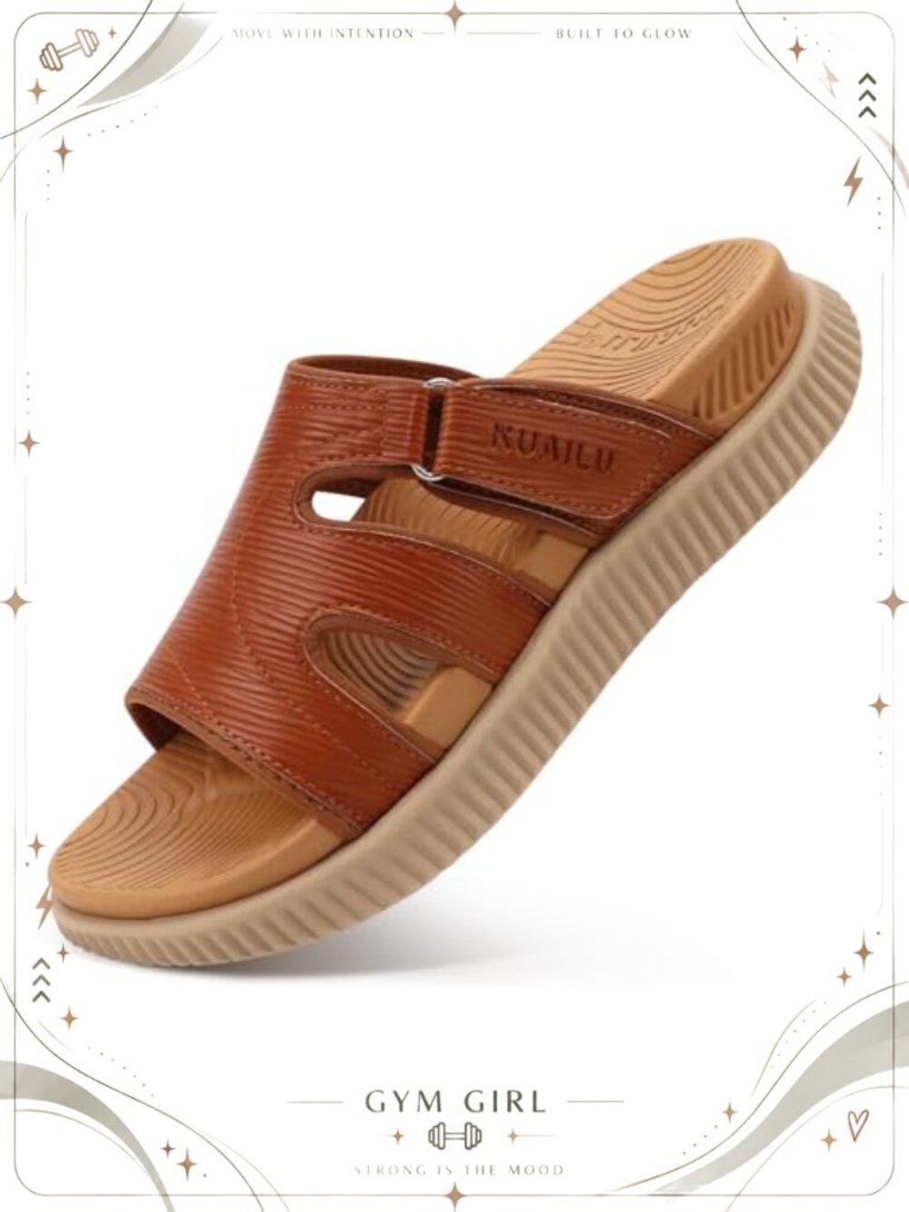 Womens Orthopedic Slide Sandals Arch Support Faux Leather Slip On